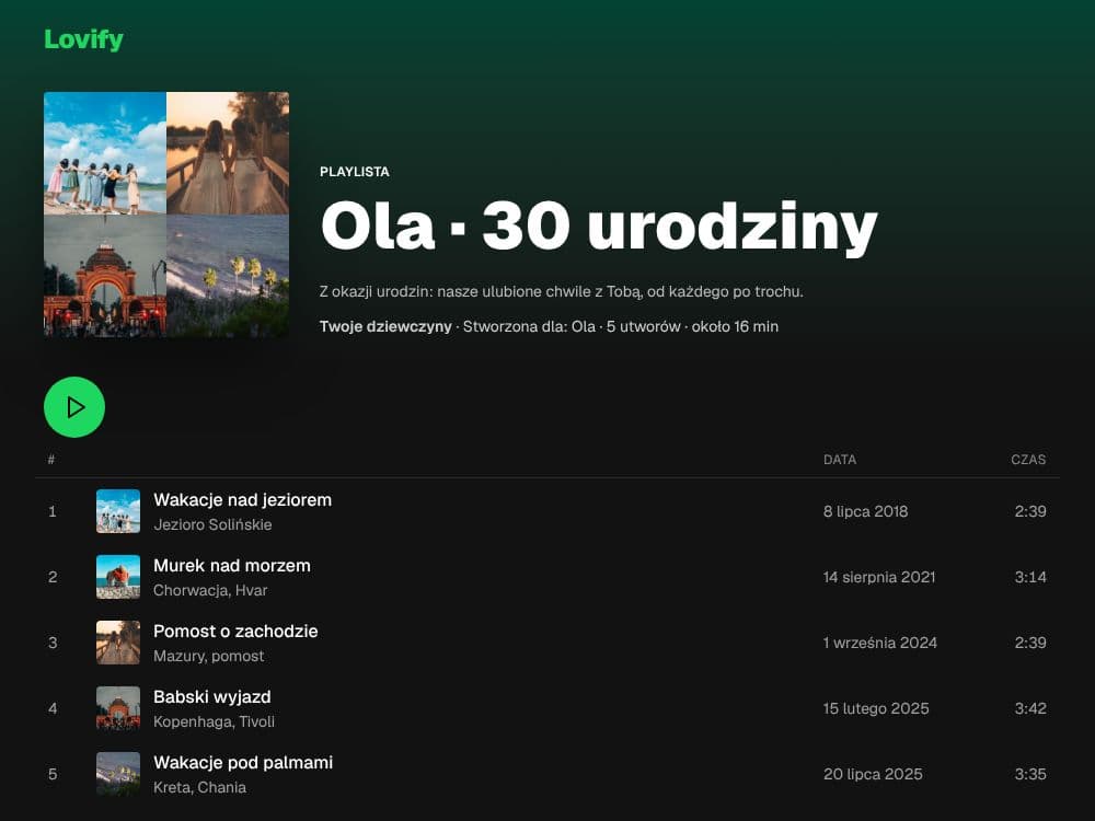 Podgląd szablonu Lovify