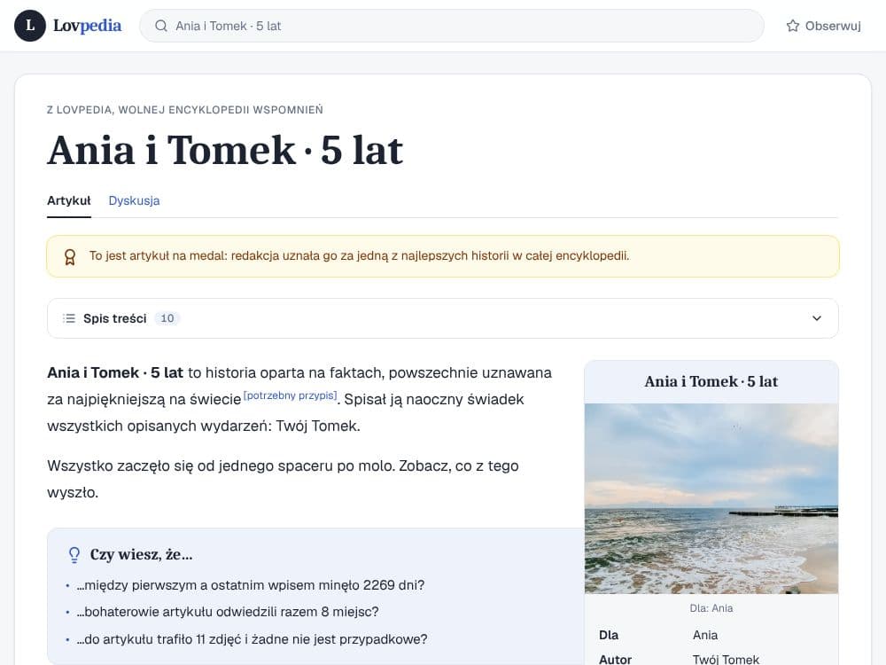 Podgląd szablonu Lovpedia