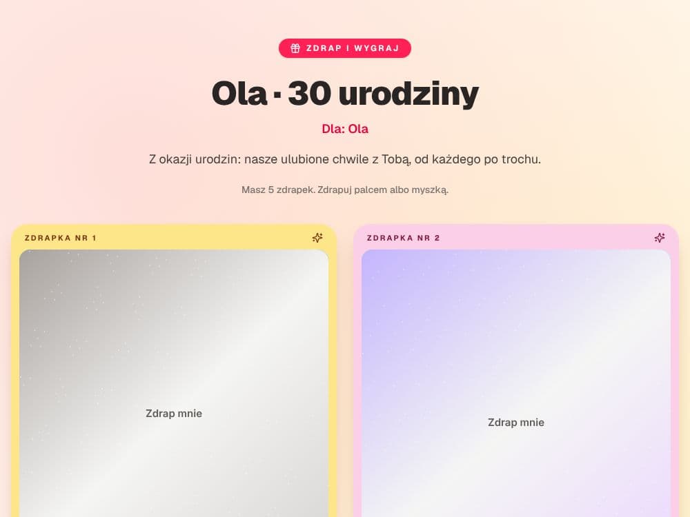 Podgląd szablonu Zdrapki